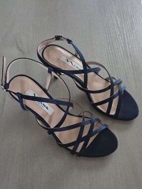 Nina Genaya Navy Evening Strappy Slingback Heels Size 6